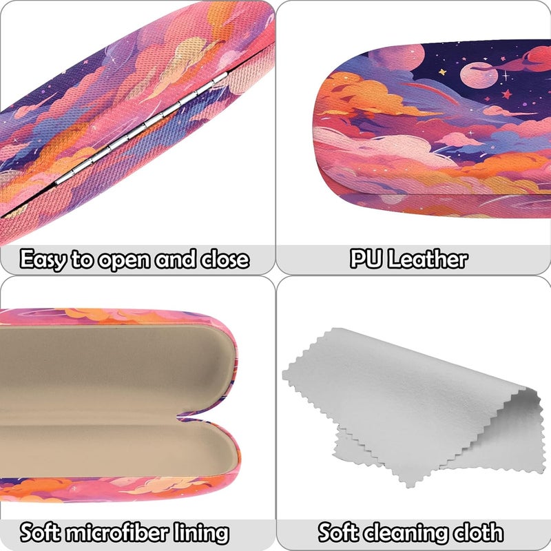 Cabreche Glasses Case Hard Shell Eyeglass Portable Glasses Eyeglasses Holder Box with Cleaning Cloth Women Girls Men Cute - Image 4